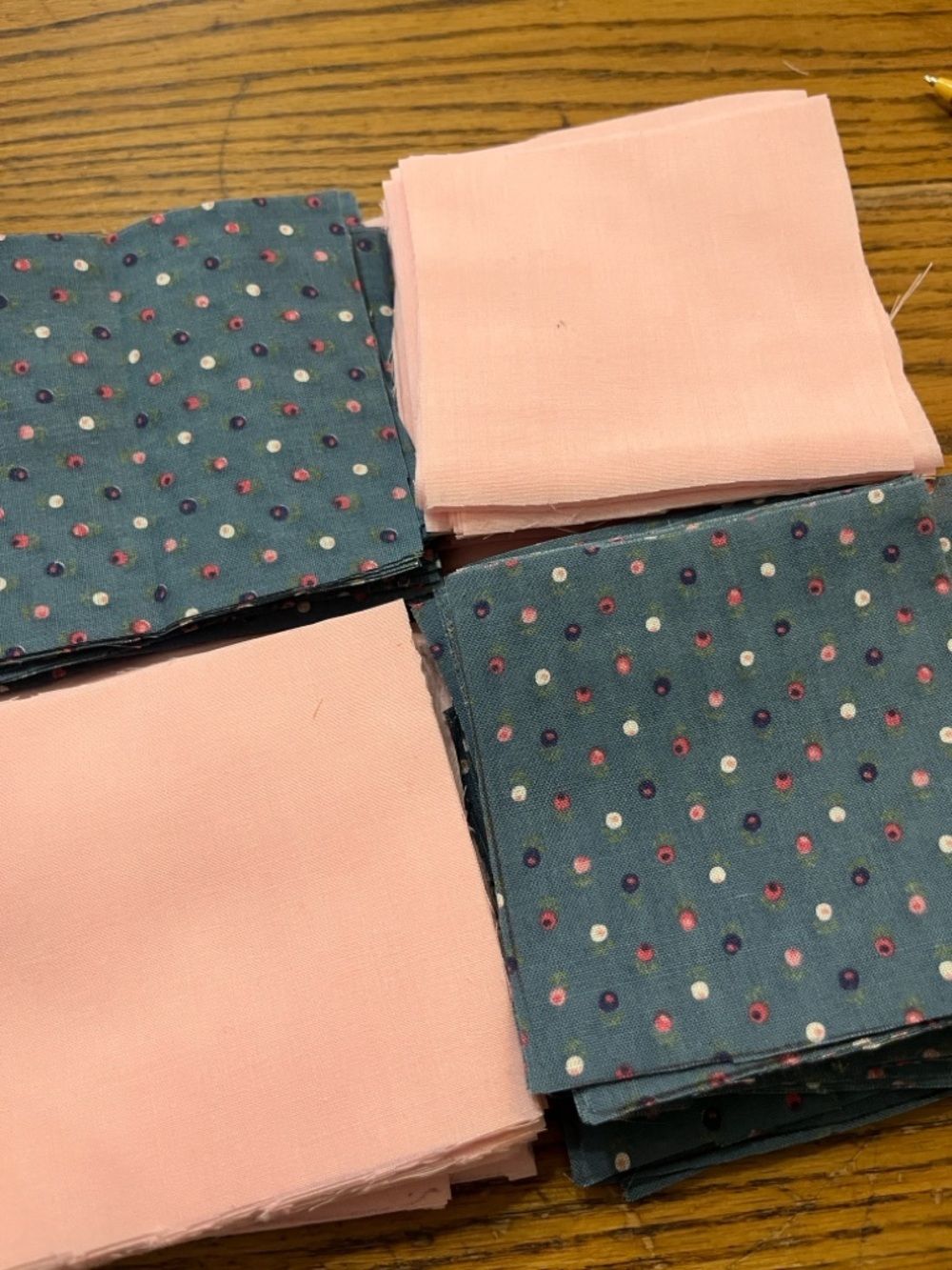 Cottagecore vintage print cotton Pink and blue Quilting Fabric Squares - Picture 1 of 4